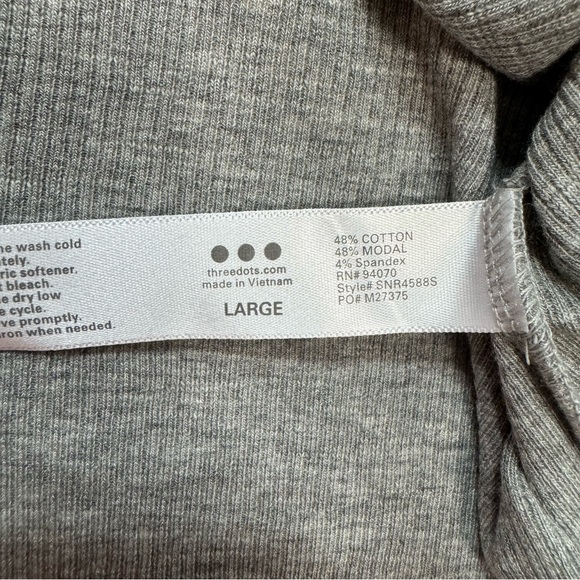 NWT New Three Dots Long Sleeve Henley Grey Top Size L - Picture 8 of 10